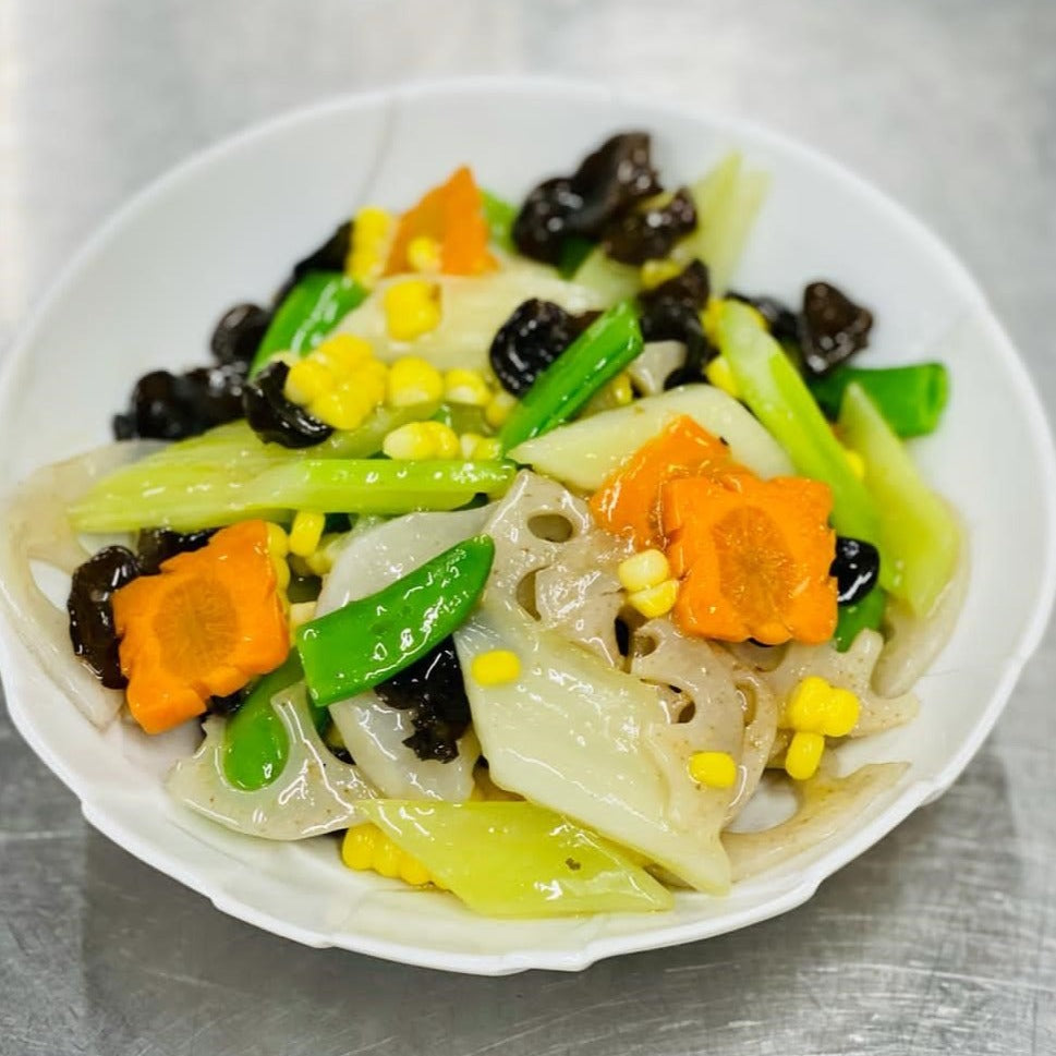 Sautéed Mixed Vegetables With Black Fungus And Sliced Lotus Root