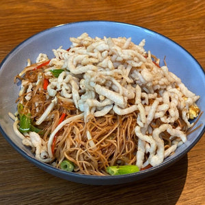 Wok-Fried "Mee Sua" With Shredded Pork, Egg And Bean Sprouts