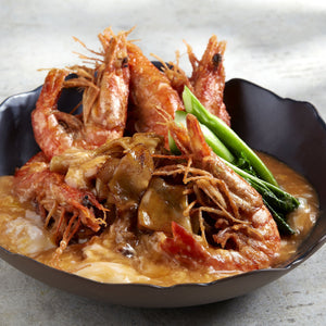 (CNY) Homemade Hor-Fun With Fresh Prawn In Egg Wash Sauce