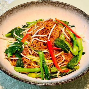 Wok-Fried “Mee Sua” With  Beansprout And Choy Sum Vegetable